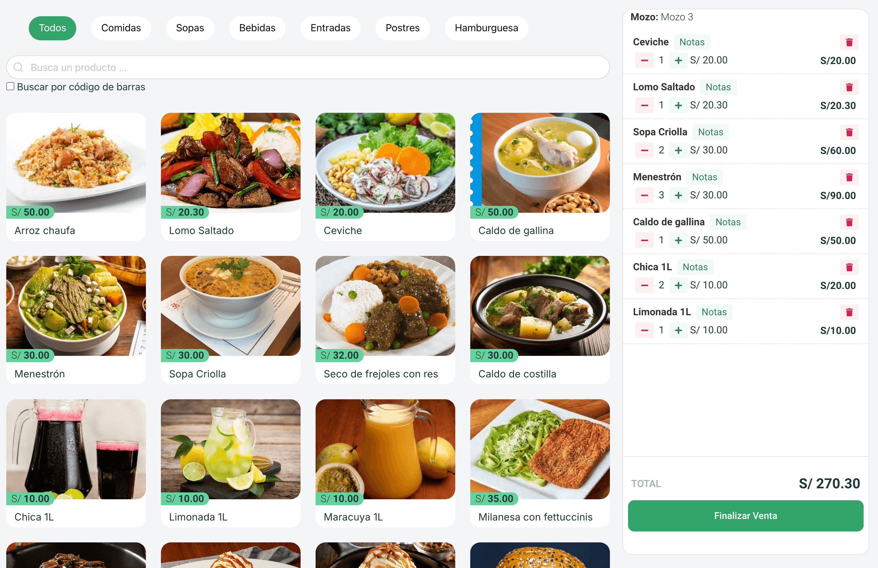 Demo sistema restaurante
